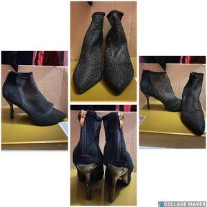 Mesh Panel Point Toe Stiletto Heeled Boots EUR39(US8)